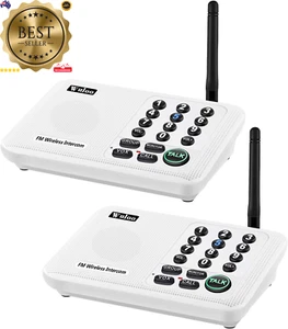 2-Pack Wireless Home Intercom System 5280ft Range 10 Channels Room-to-Room White - Picture 1 of 12