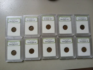 (10), 1930 - 1939, Early Lincoln Cents, Wheat Penny, INB Slabbed Certified - Bild 1 von 10