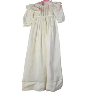 Antikes weißes Säugling Taufkleid gezogen Fadenarbeit Spitze - Bild 1 von 8