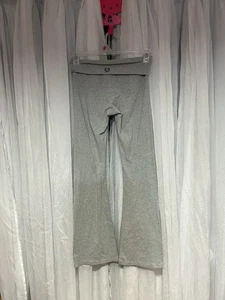 Vtg Y2K Victorias Secret Pink Leggings XS Gray Flare Leg Foldover Yoga Pants - Picture 1 of 6