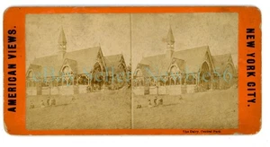 New York City NYC - CENTRAL PARK KIDS AT THE DAIRY - c1870s Stereoview - Picture 1 of 2