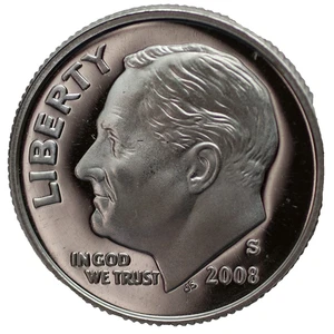 Moneda de diez centavos Roosevelt 2008-S Proof - Imagen 1 de 2