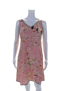 Fornarina Womens Floral Print V Neck Open Back A Line Dress Pink Size M - Picture 1 of 6
