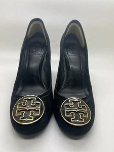 Tory Burch Black Suede Logo Embellished ’Maddie’ Pumps 6.5 - Picture 1 of 10