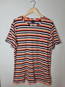 Scotch & Soda Orange Striped AMS BLAUW S/S T-shirt XL Colourful Summer Tee - Picture 1 of 8