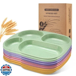 Vesici 8 Pcs 9'' Unbreakable Divided Plates for kids Adults Food Separator Di - Picture 1 of 5