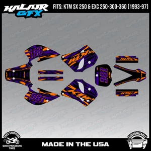 Graphics Kit for KTM 125/250/300/360 SX and EXC (1993-1997) Twitch - Purple - Foto 1 di 4