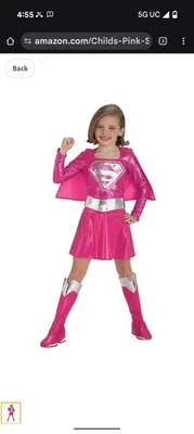 Rare Pink Supergirl DC kids small 4-6 Halloween costume Rubies NWT - Image 1 of 4
