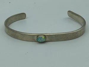 Vintage D Livingston Navajo schlichtes Opal Armreif Armband signiert - Bild 1 von 14