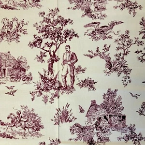 VTG 2.1 Yard Judie Rothermel Toile Fabric Marcus Patriotic Textiles Beige Red - Picture 1 of 18