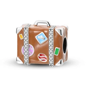 MULA European Vintage Luggage Charm CZ For Women Bracelet 925 Sterling Silver - Picture 1 of 6