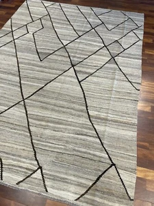 Nomadischer Marokkanischer Kelim | Natürliche Ungefärbte Wolle | Handgefertigter Kelim Vorleger 6x8 - Bild 1 von 6