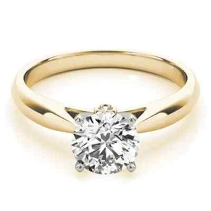 1.04 Ct Round Cut Lab Created Diamond Engagement Ring 14K Multi-Tone Gold - Picture 1 of 6