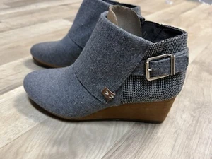 Dr Scholls Boots Womens Create Wedge Ankle Booties Black Flannel Wool Size 6 - Picture 1 of 11
