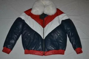 MASON & COOPER OD16 ORIGINAL GOOSE BARON  NAVY  LEATHER DOWN FILLED V-BOMBER - Picture 1 of 7