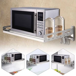 Microwave Oven Rack Stainless Steel Wall Mount Oven Bracket Cooker Holder Shelf - Picture 1 of 12