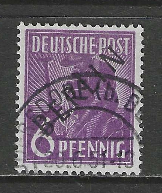 Alemania 1948 Berlín Oeste 6 Pf.  sobreimpresión negra usada firmada $7,00 Foto 1 de 1