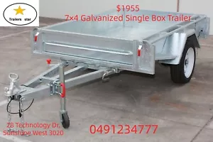 7×4 Galvanised Single Box No Cage Trailer - Picture 1 of 5