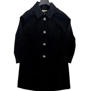 Fog By London Fog Long Coat Womens M Black Hooded Preppy Rain Collared - Picture 1 of 13