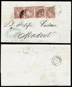 Spain. 1868. C 98 (4) Circ letter from Barcelona to Madrid. (4 doors ) Scarce. - Picture 1 of 1