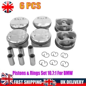 6Pcs Pistons & Rings Set 10.7:1 For BMW E90 E60 E83 128i 328i 528i X1 N52 3.0L- - Picture 1 of 6