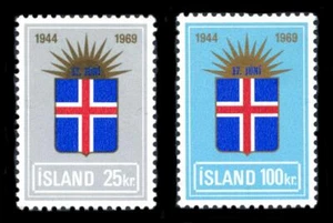 Iceland: 1969 Republic of Iceland 25th Anniversary (408-409) MNH - Picture 1 of 1