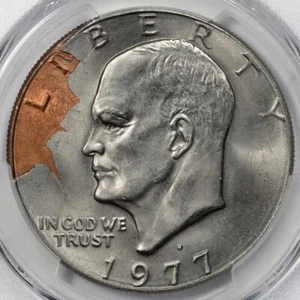1977 D PCGS MS65 12% Partial Clad Layer Ike Dollar Mint Error Superb Eye Appeal - Picture 1 of 4