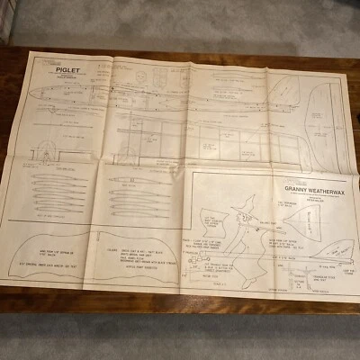 Aeromodeller Plans of PIGLET & SIXPENCE Double Sided. Free flight Modelling - Image 1 of 4