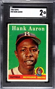 1958 Topps #30 Hank Aaron Hof Milwaukee Braves SCG 2 GD Gran color! - Imagen 1 de 2