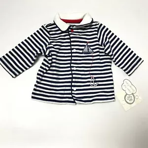 Little Me Baby Girls Jacket Cotton Striped Blue/White Size Newborn NWT - Picture 1 of 5