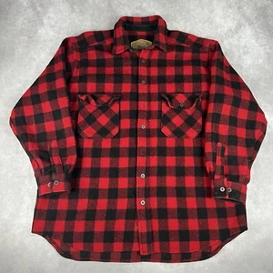 Vintage 80s USA Wool Blend Woolrich Red Buffalo Plaid Shacket Shirt Size XL - Picture 1 of 14