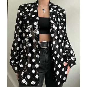 New With Tags River Island Sparkly Sequin Spotty Polka Dot Blazer - Picture 1 of 8