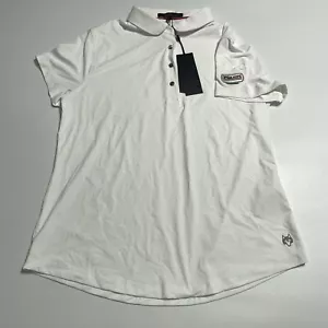 Polo Greyson FOX Scarlett para mujer L blanco ártico SS camisa logotipo PGA TN golf nuevo con etiquetas - Imagen 1 de 11