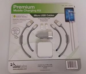 UbioLabs Premium Mobile Charging Kit 6' Cables Car & Wall Chargers Type C USB - Picture 1 of 3