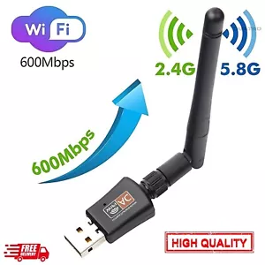 AC600 802.11b/n/g/ac 600Mbps Dual Band 2.4GHz 5GHz USB WiFi with Antenna Adapter - Picture 1 of 7