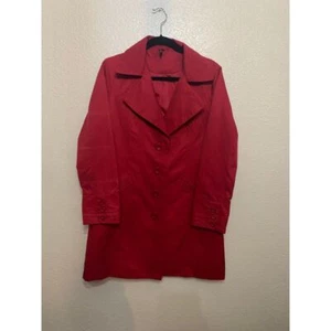 Ambition Red Trench Coat Women's size Large - Picture 1 of 10