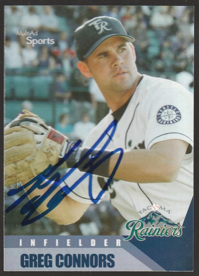 2002 MultiAd Sports Tacoma Rainiers #9 Greg Connors IP autograph signed card - Image 1 of 1
