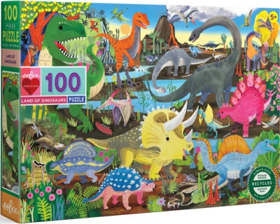 eeBoo Land of Dinosaurs 100 Piece Jigsaw Puzzle By Linda Bleck - Image 1 of 4