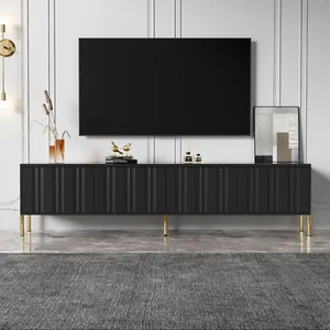 TV-Lowboard Fernsehtisch Unterschrank 190 cm schwarz TV Schrank mit Stauraum - Bild 1 von 11