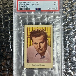 1958 Dutch P Set Hand Cut Charlton Heston PSA 2 Card - Bild 1 von 2