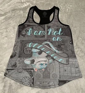 Canotta gatto Disney Cheshire donna piccola nera grigia blu camicia racerback - Foto 1 di 8