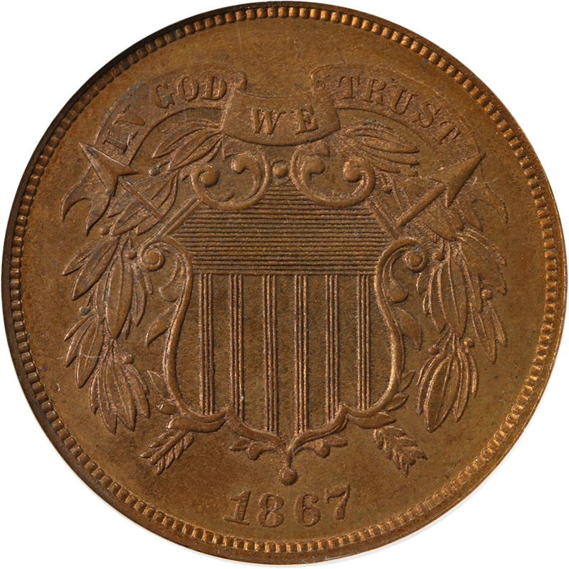 1867 Two (2) Cent Piece Proof NGC PF65 BN Nice Eye Appeal - Image 1 of 4