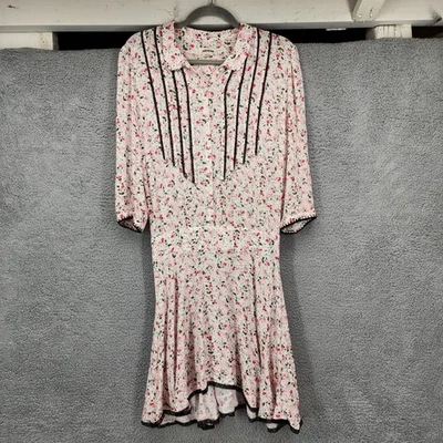 ZADIG & VOLTAIRE Drop Waist Floral Print Dress XS Floral Viscose 3/4 Sleeve - Image 1 of 4