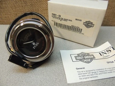 OEM HARLEY 04-08 DYNA SUPER-GLIDE FXDX / FXD CROMO INDICADOR DE COMBUSTIBLE CON BISEL PULIDO Foto 1 de 4