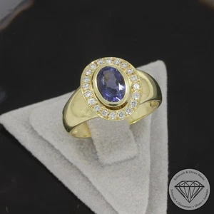 Wert 1780 € Brillant Tansanit Ring 585er/14 Karat Gelb Gold Größe 56 xxyy - Bild 1 von 7
