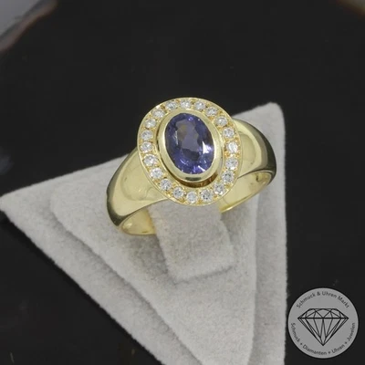 Wert 1780 € Brillant Tansanit Ring 585er/14 Karat Gelb Gold Größe 56 xxyy - Bild 1 von 4