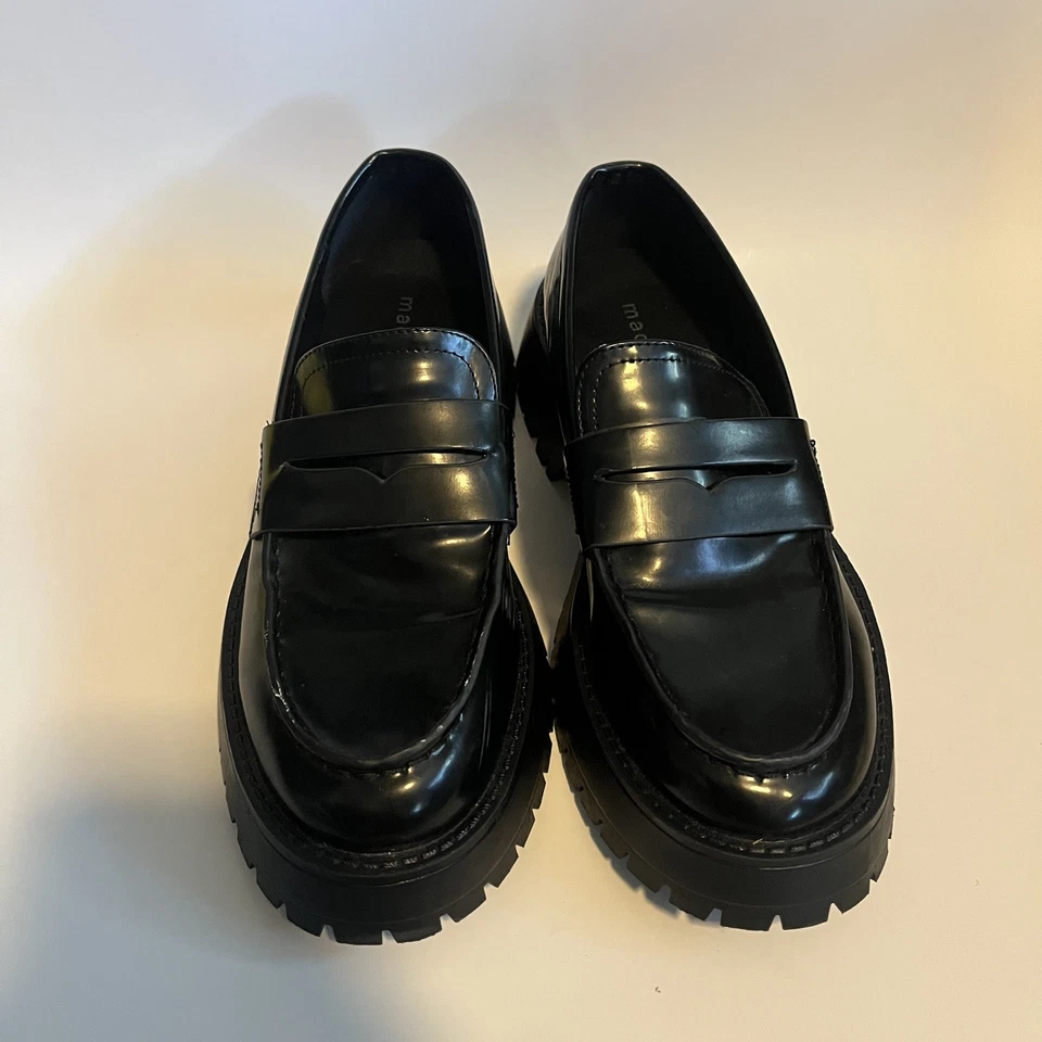 Size 6.5 Madden Girl Black Heather Platform Lug Sole Loafer Flats Chunky Black - Image 1 of 4
