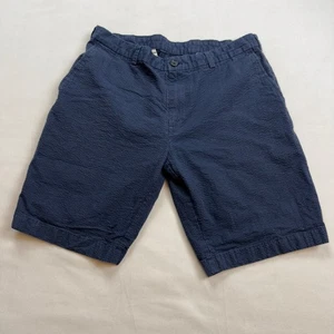 Brooks Brothers Mens Navy Seersucker Shorts Size 36 Flat Front Casual Beach EUC - Picture 1 of 7