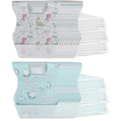 Baberos desechables para bebé 100 piezas - Recogedor de migas de alimentos autoalimentación, línea a prueba de fugas... Foto 1 de 4