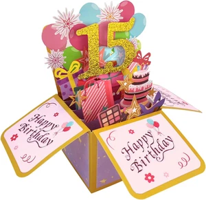 Dulce tarjeta emergente de cumpleaños de 15 para él ella, regalos traviesos de quince cumpleaños para adolescentes - Imagen 1 de 12